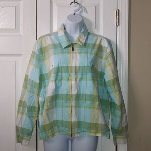 Christopher & Bank plaid zip up light weight jacket  Sz XL